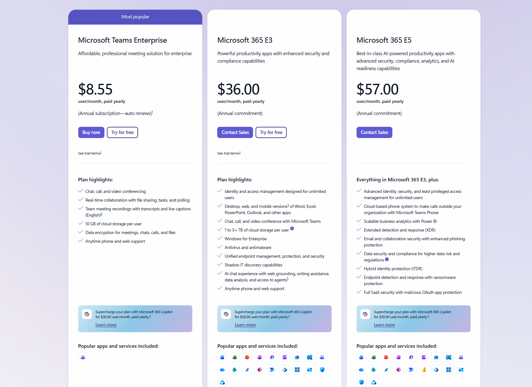 Microsoft Teams Enterprise plan