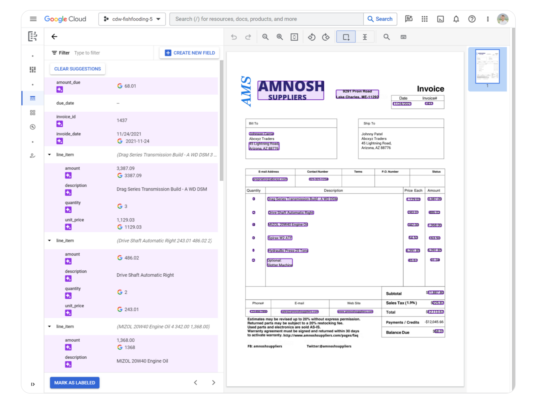 Google Document AI generative model