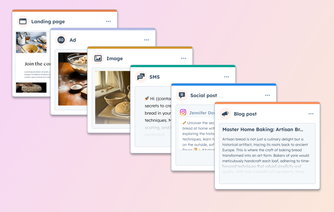 A promotional image display content types made in HubSpot Content Hub