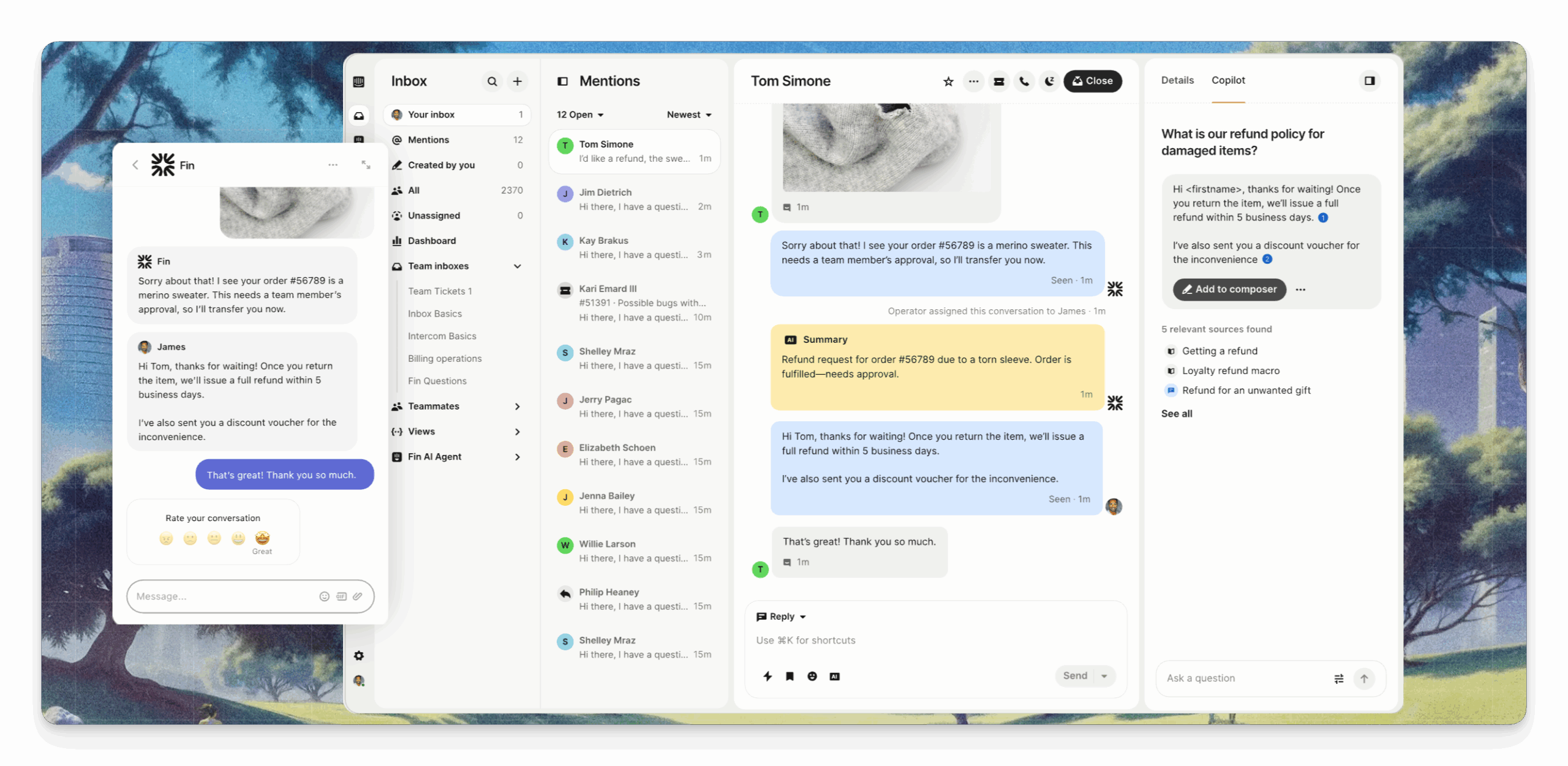 Intercom focuses on conversational support and customer engagement