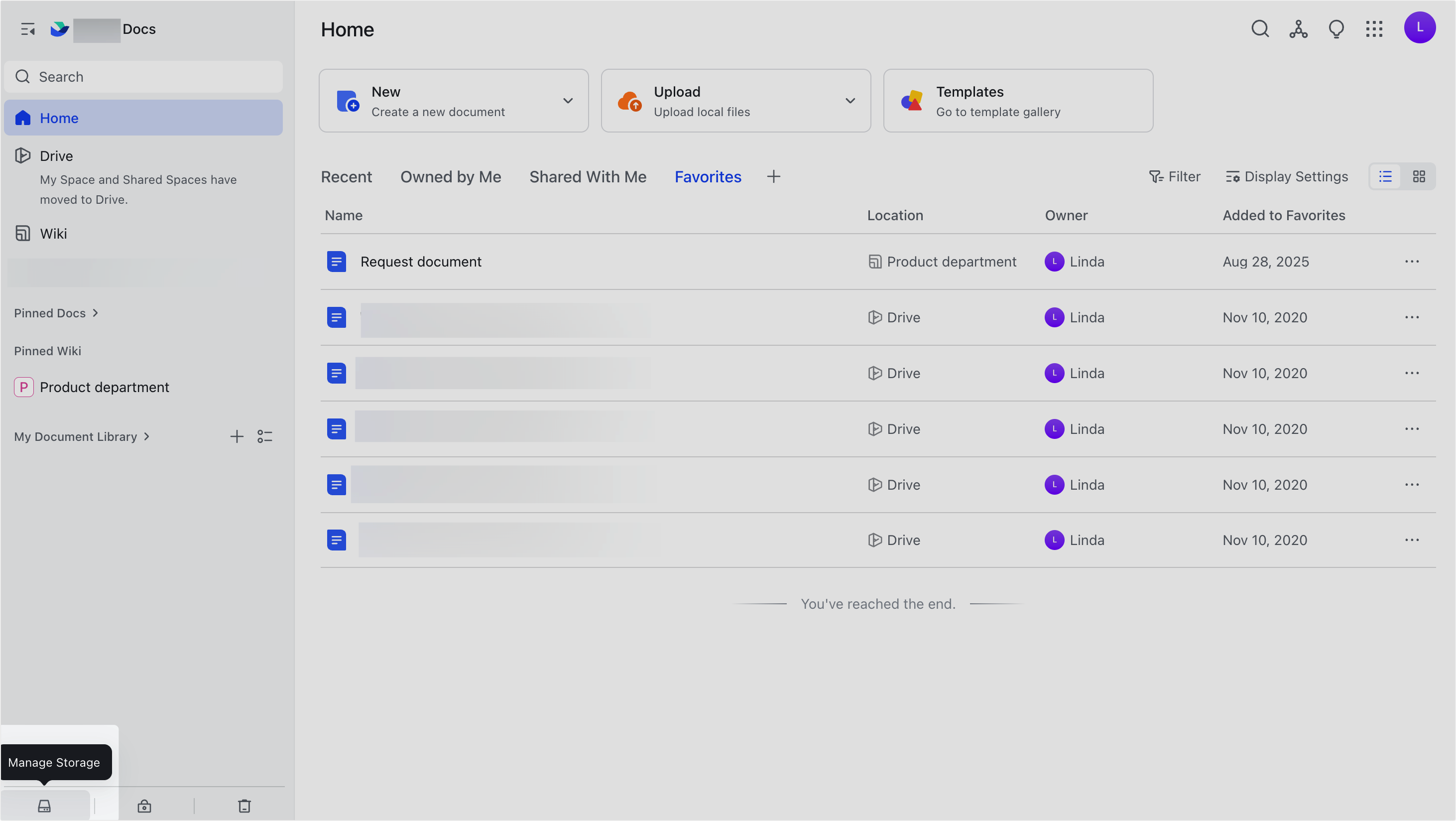 View and manage Lark Docs storage
