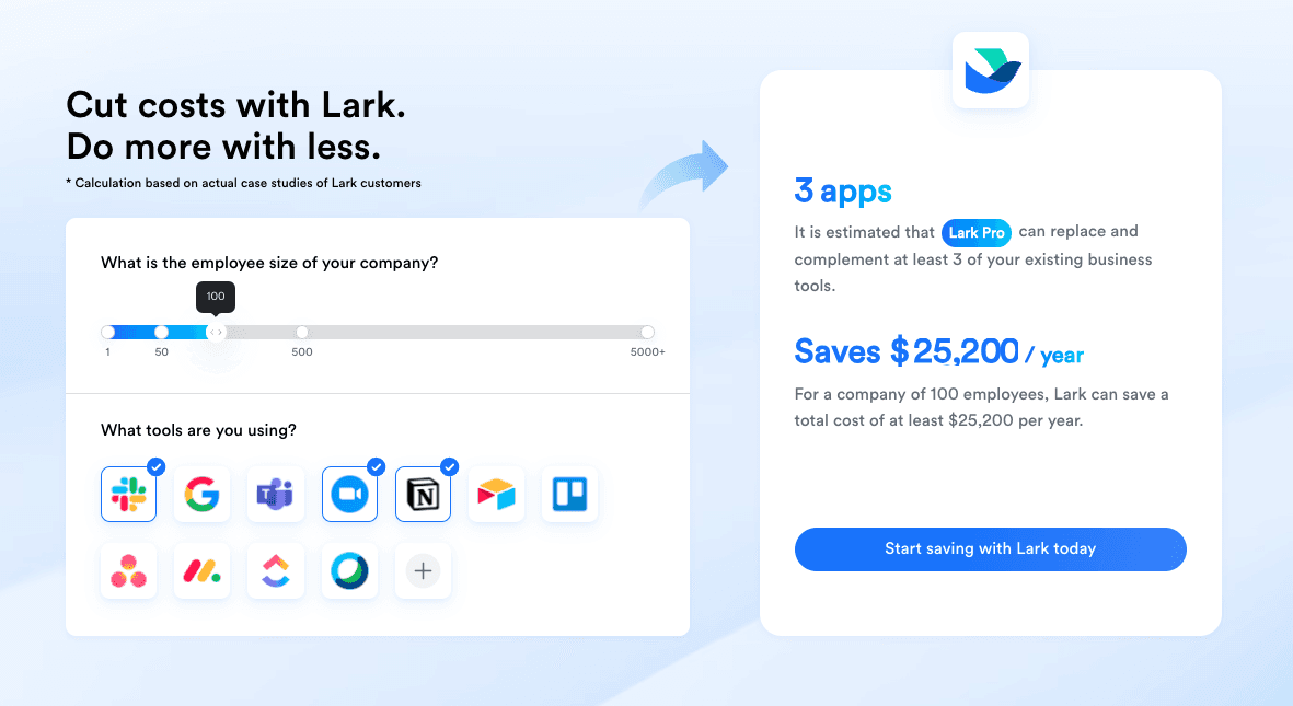 Lark Savings Calculator