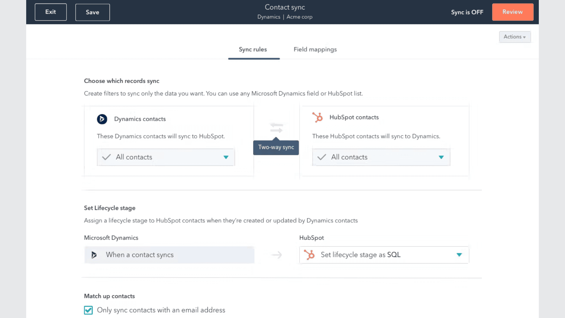 The interface of HubSpot CRM