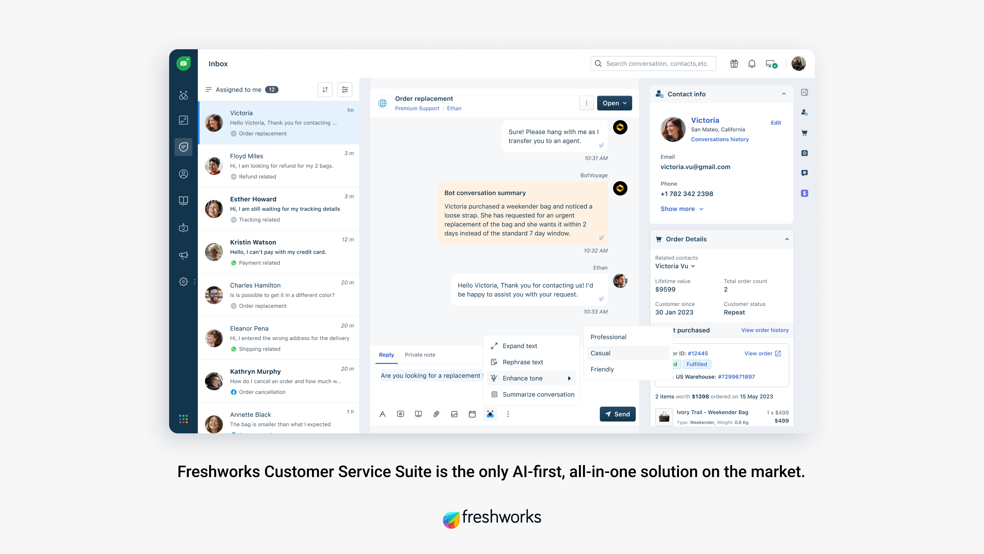 Freshsales AI supported quote management