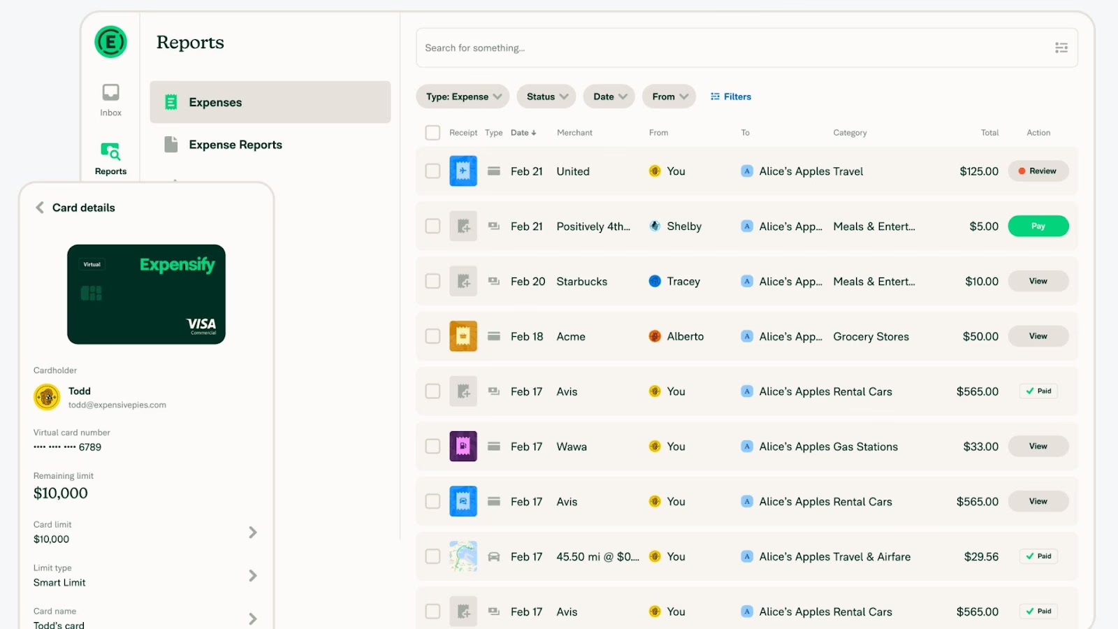 Expensify is an expense reporting and receipt tracking platform