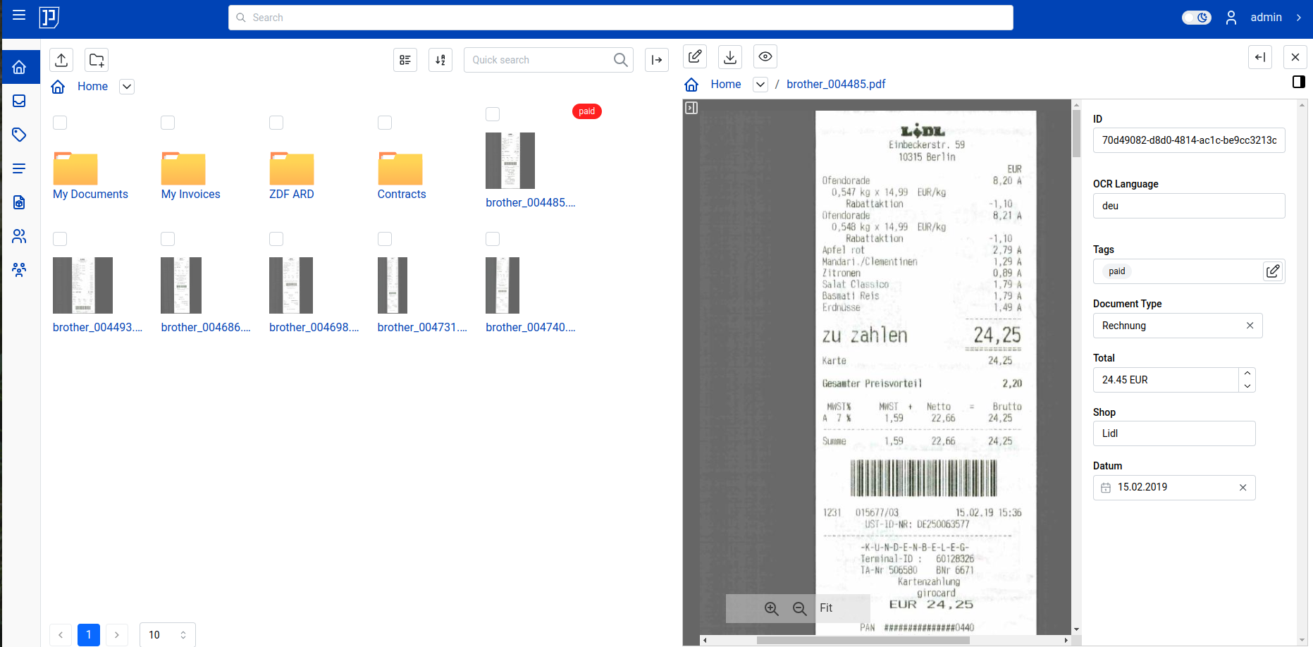 Papermerge storage of documents