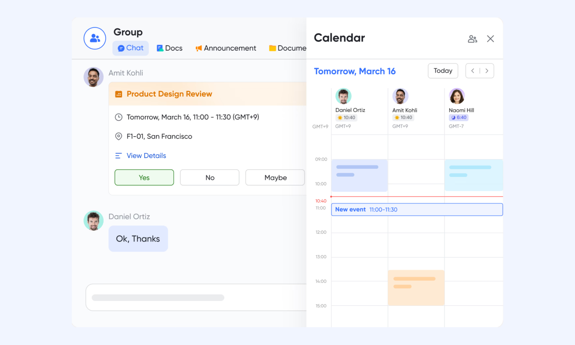 Lark Calendar for scheduling and planning