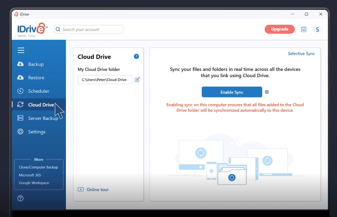 Interface of IDrive