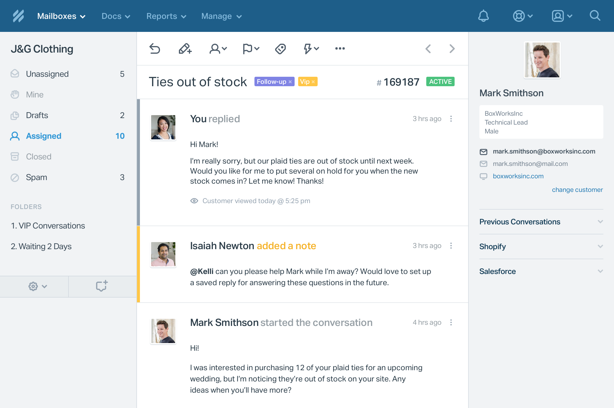 Help Scout offers a shared inbox for email-first support teams