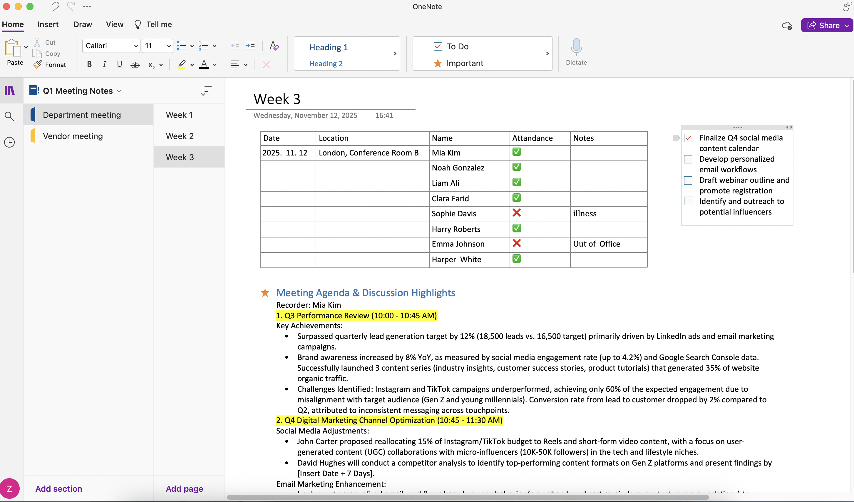 Use OneNote for project management