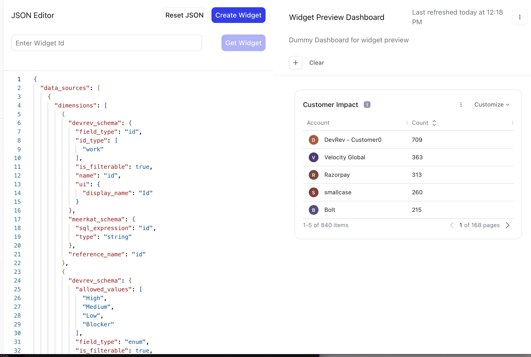 DevRev documentation dashboard