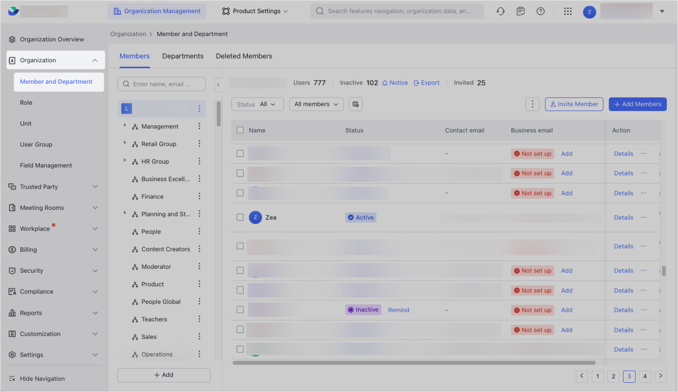 Admin | Change business email addresses of members