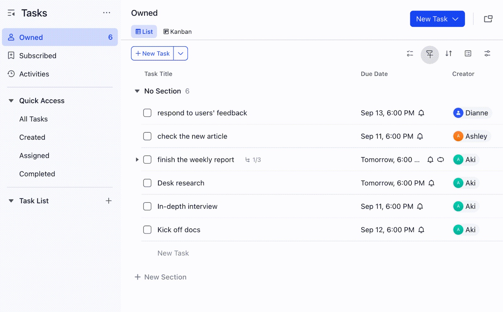  Lark to do list with Tasks