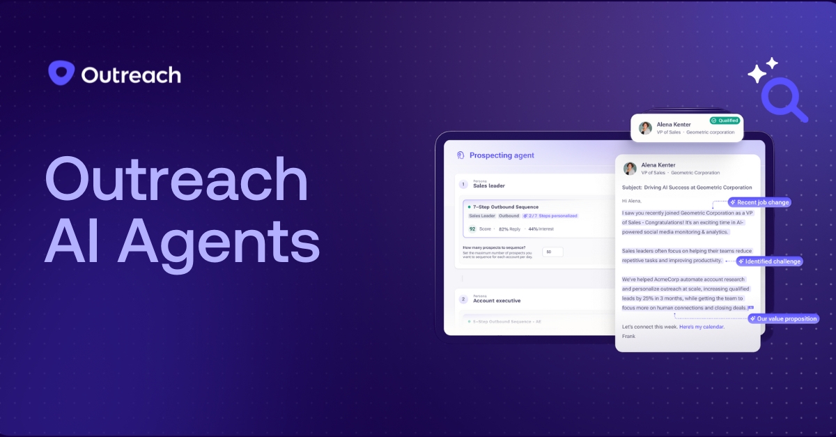 Outreach focuses on maximizing reps' productivity.