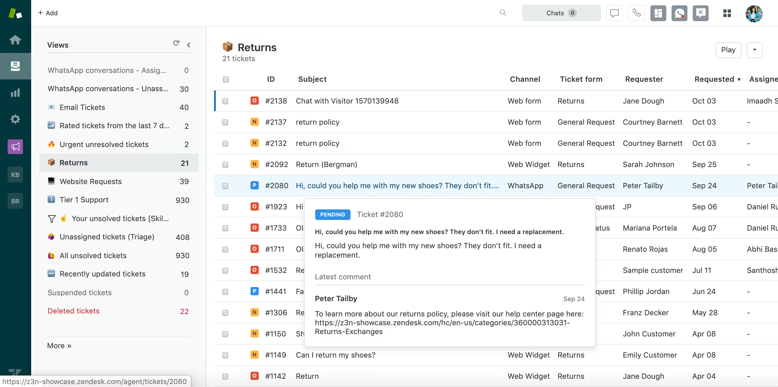 Zendesk is a WhatsApp CRM for customer support