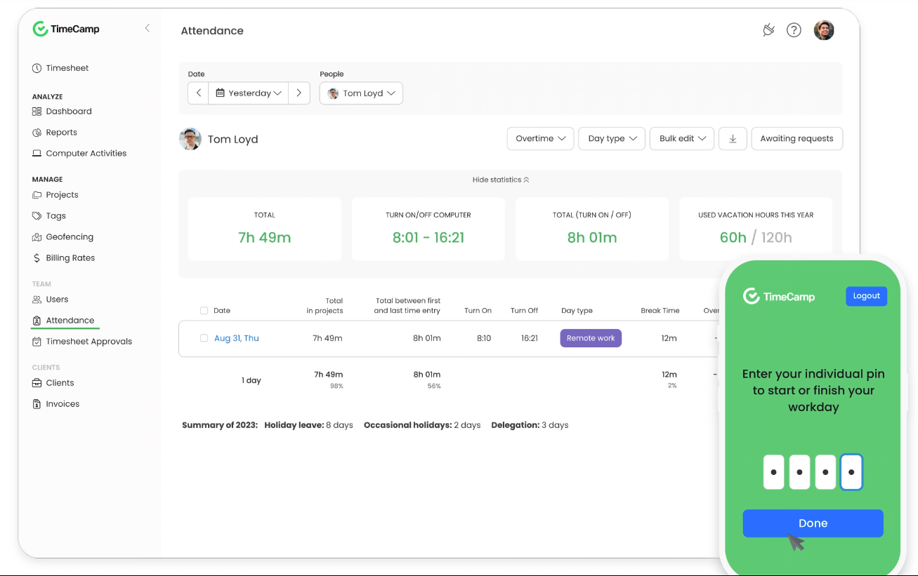 TimeCamp overview