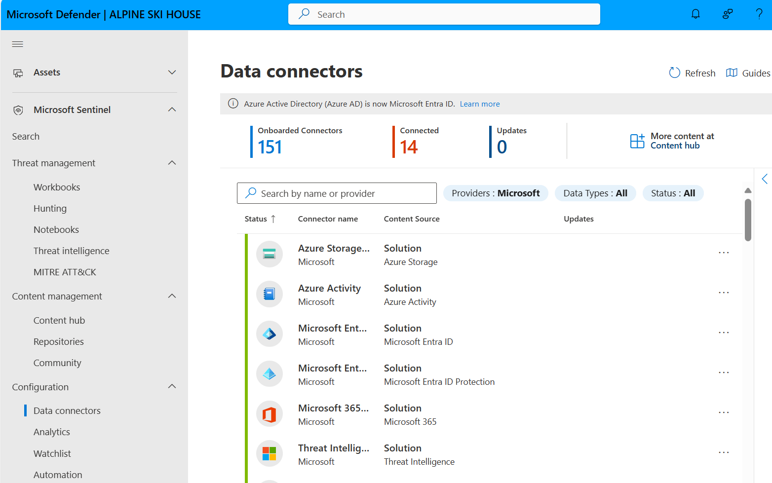 Microsoft Sentinel cloud-native security dashboard