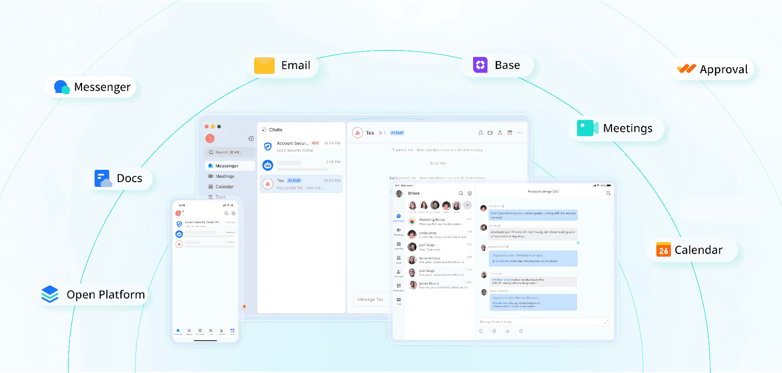 Lark's suite of tools is composed of meetings, messenger, calednar, and more