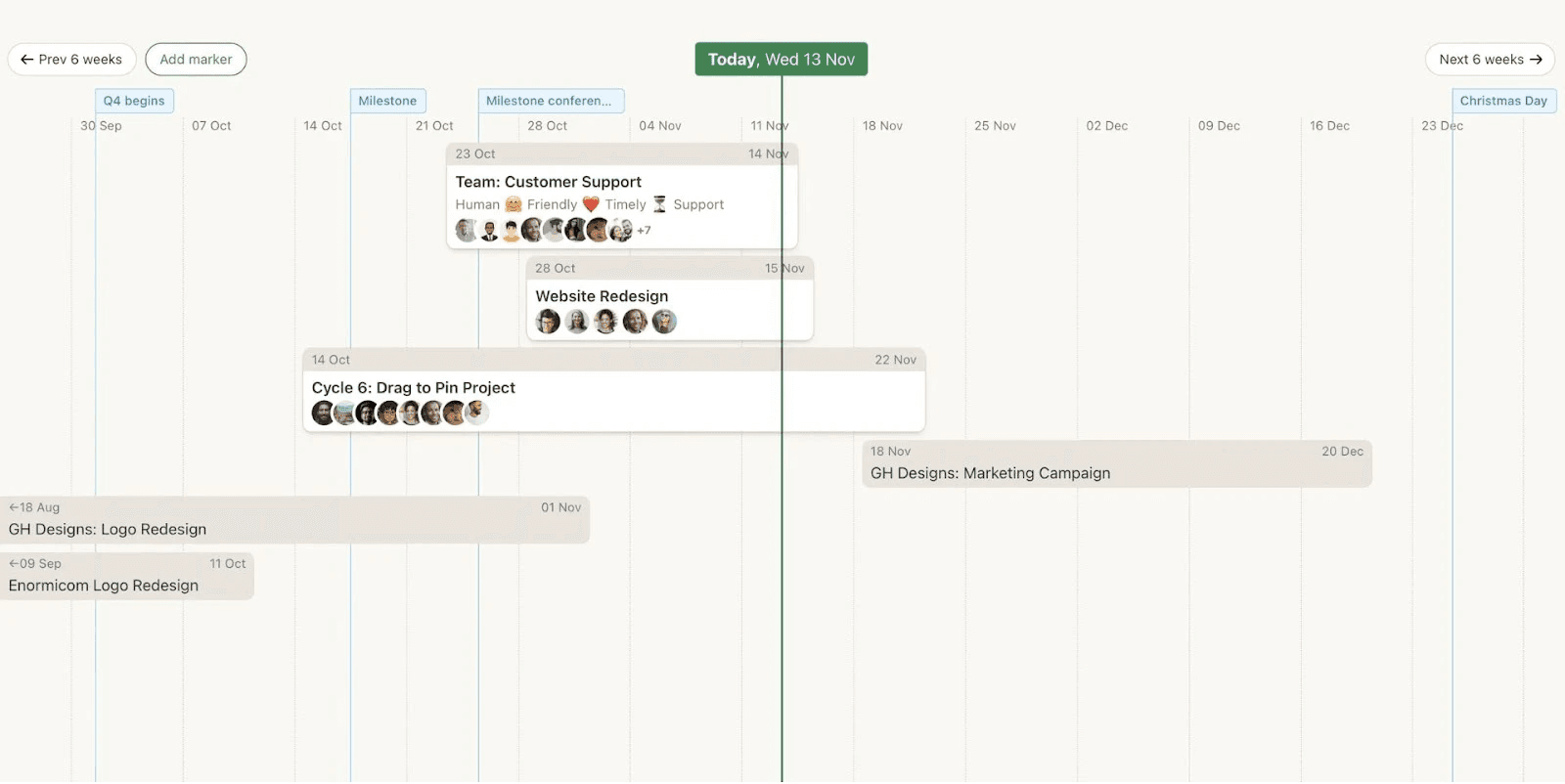Basecamp's centralized marketing project schedule