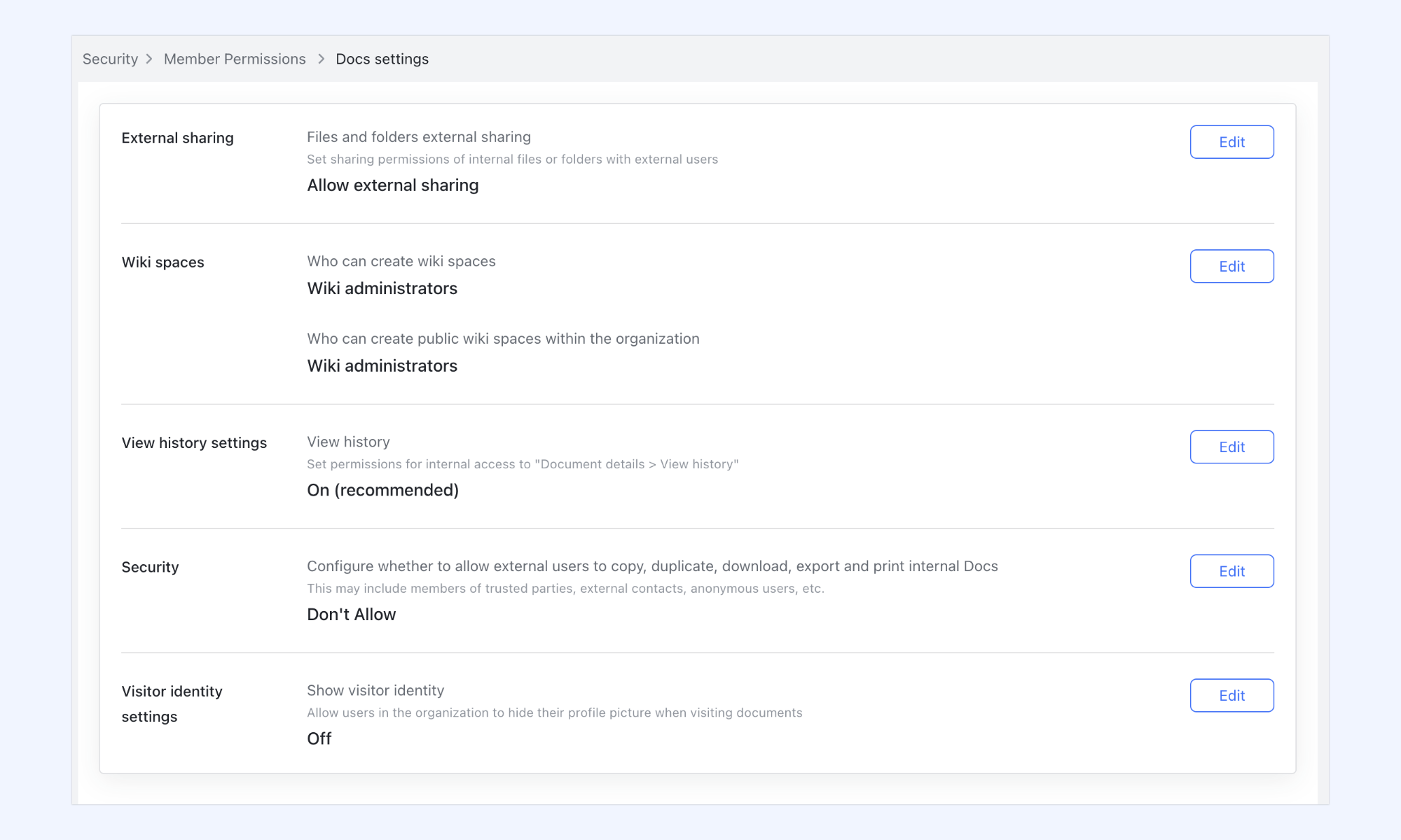 Lark Docs provides permission to share documents