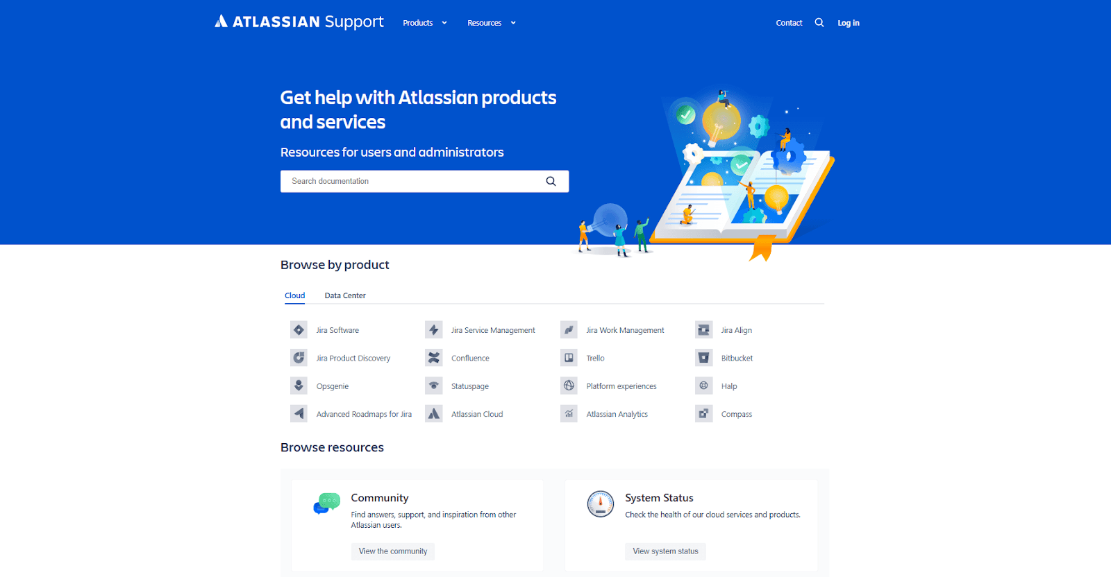 Screenshot of Atlassian Support page