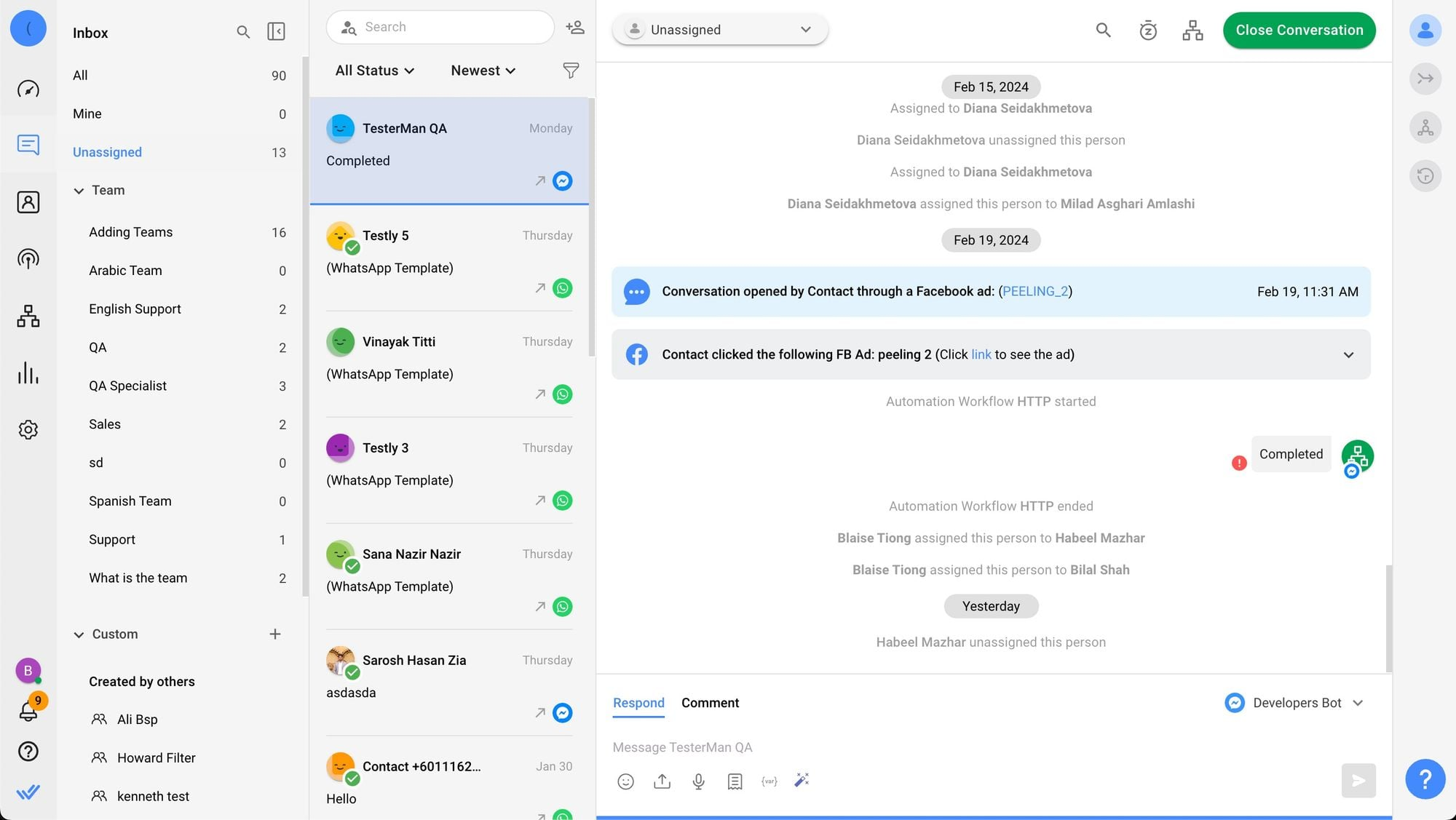 Respond.io is a WhatsApp CRM for high-volume messaging