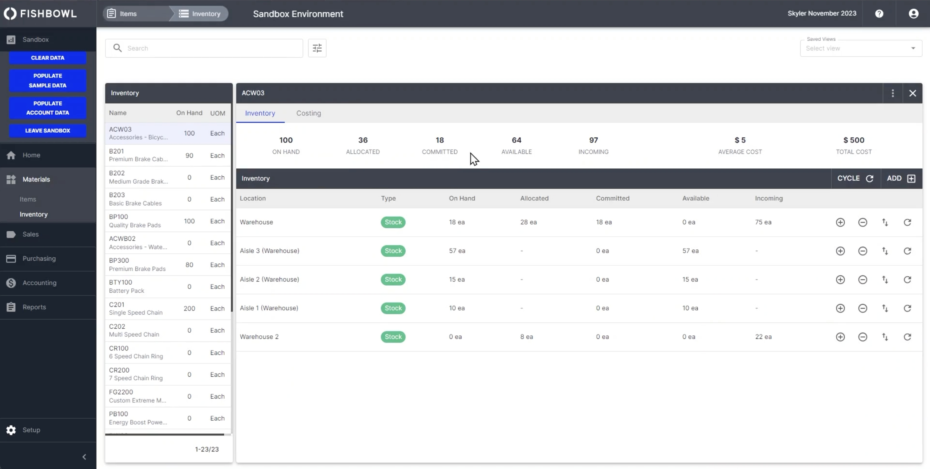 Fishbowl inventory management system