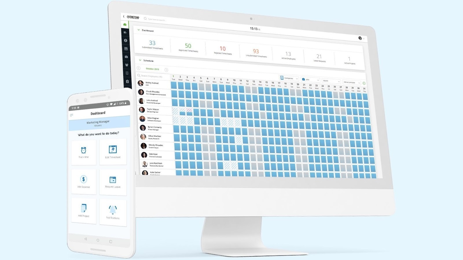Vincere's dashboard for managing a staffing agency's candidates