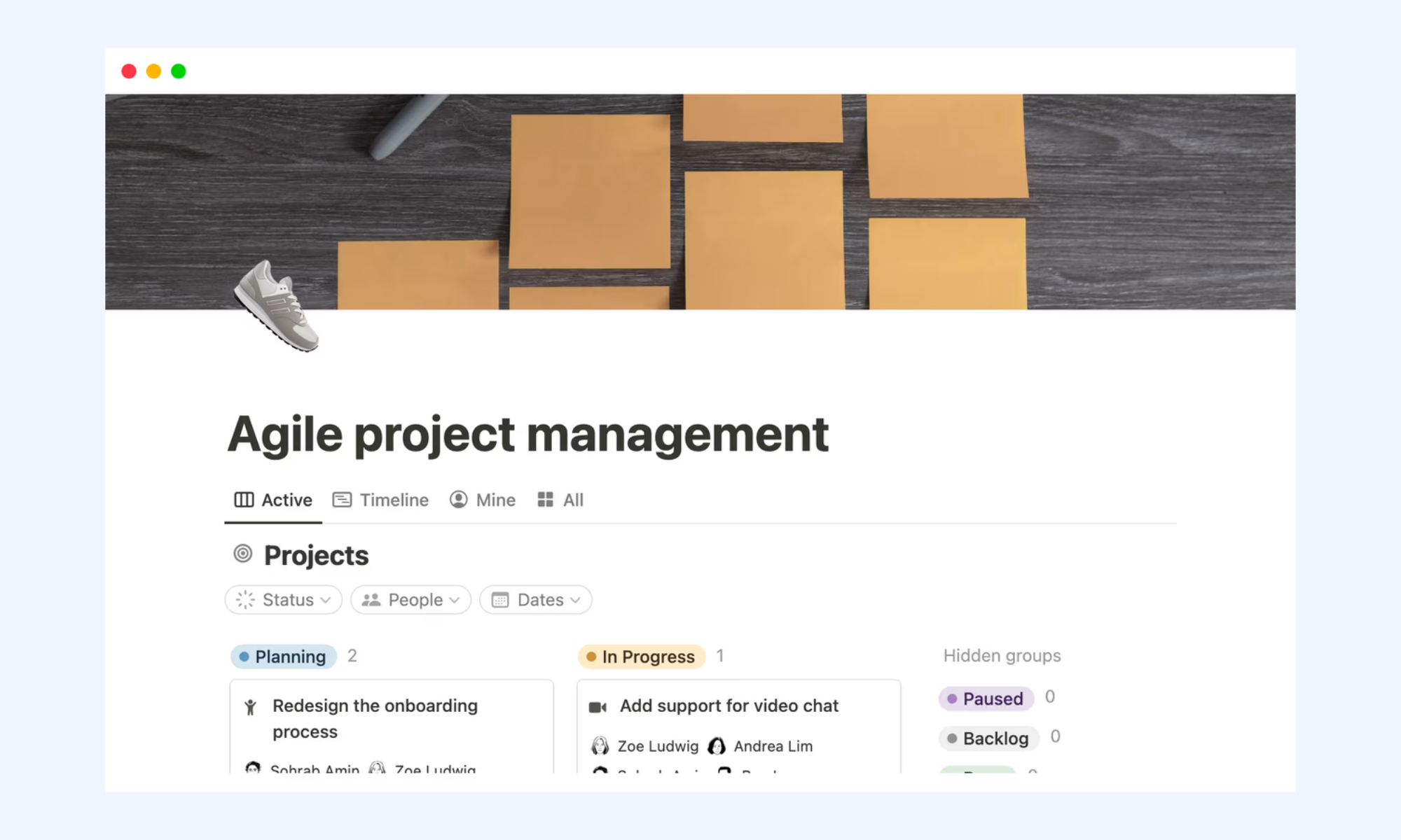 Agile and sprint planning template