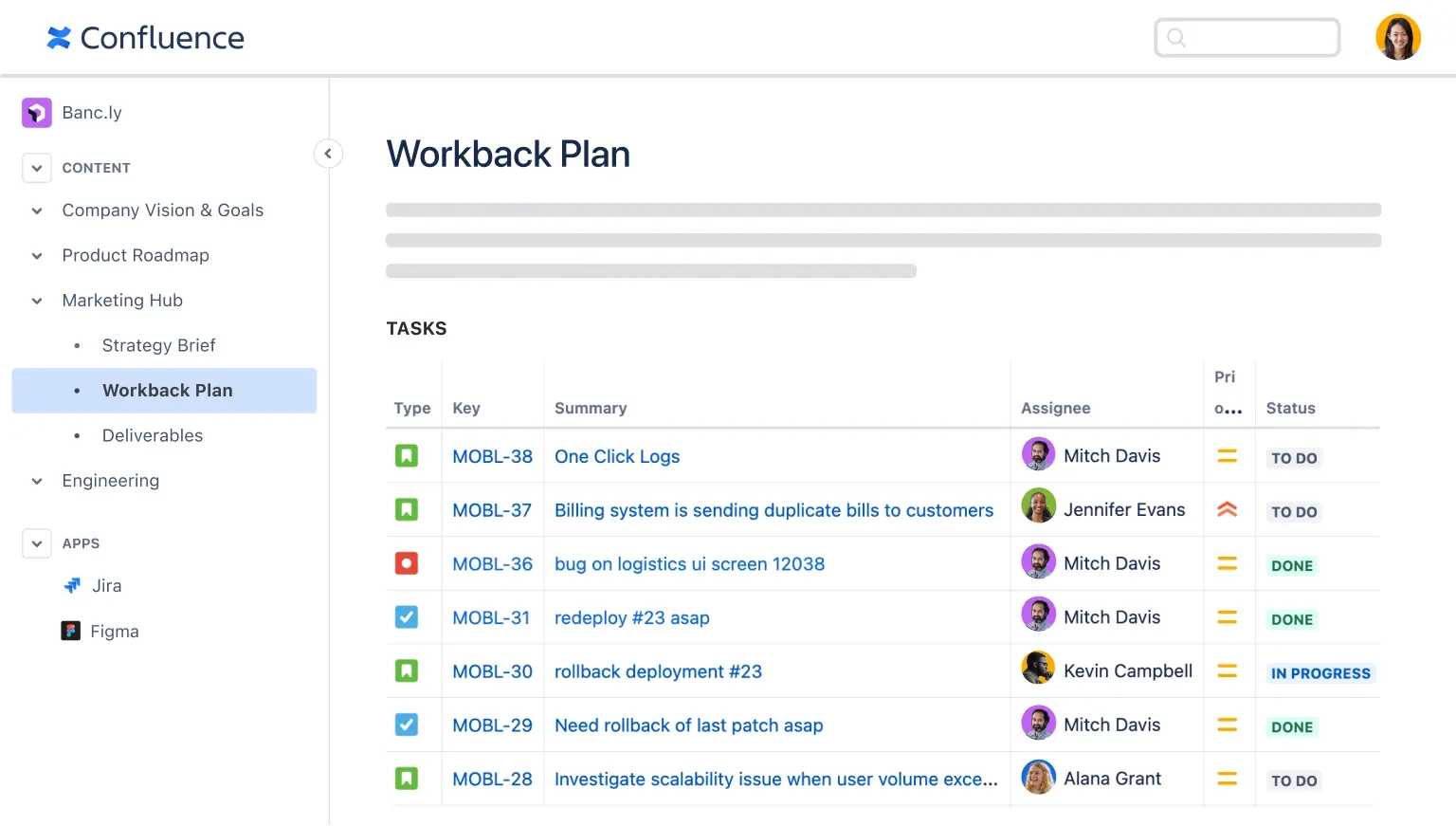 Interface of Confluence, an established SaaS knowledge base software that is a part of Atlassian 