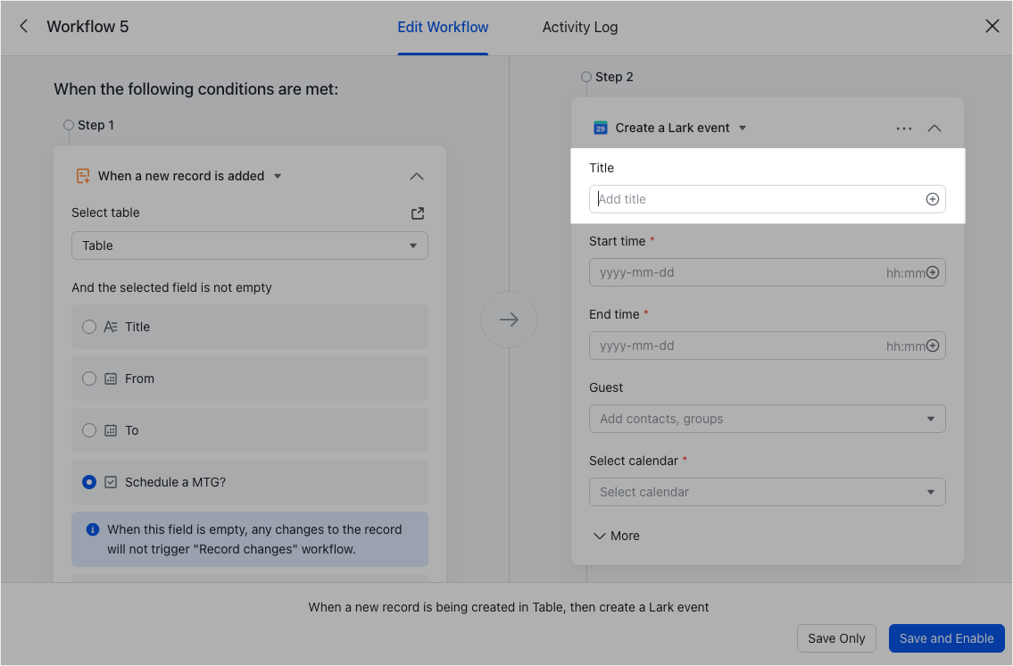 Create events, tasks, and groups with automations