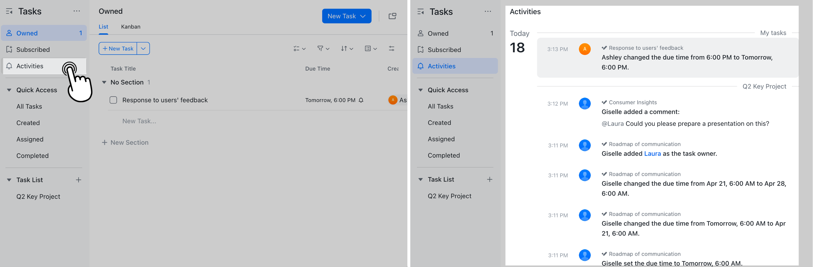 Tasks updates