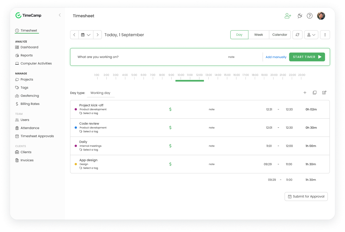 TimeCamp is for activity-based productivity analytics