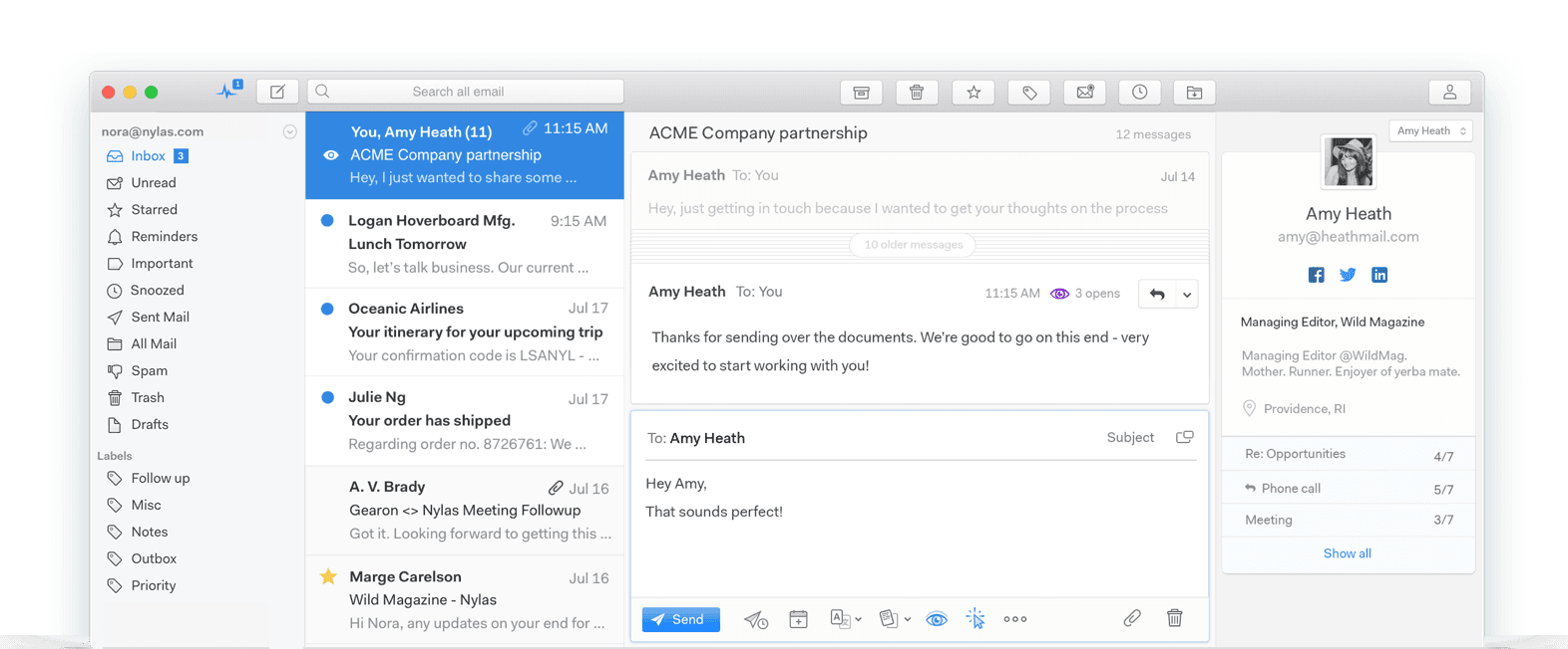 Interface of Mailspring