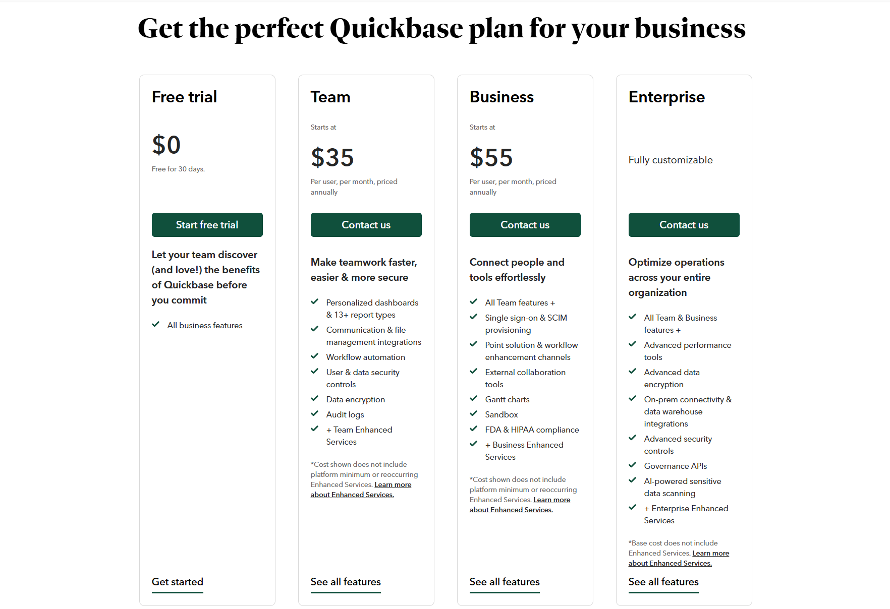 Quickbase pricing