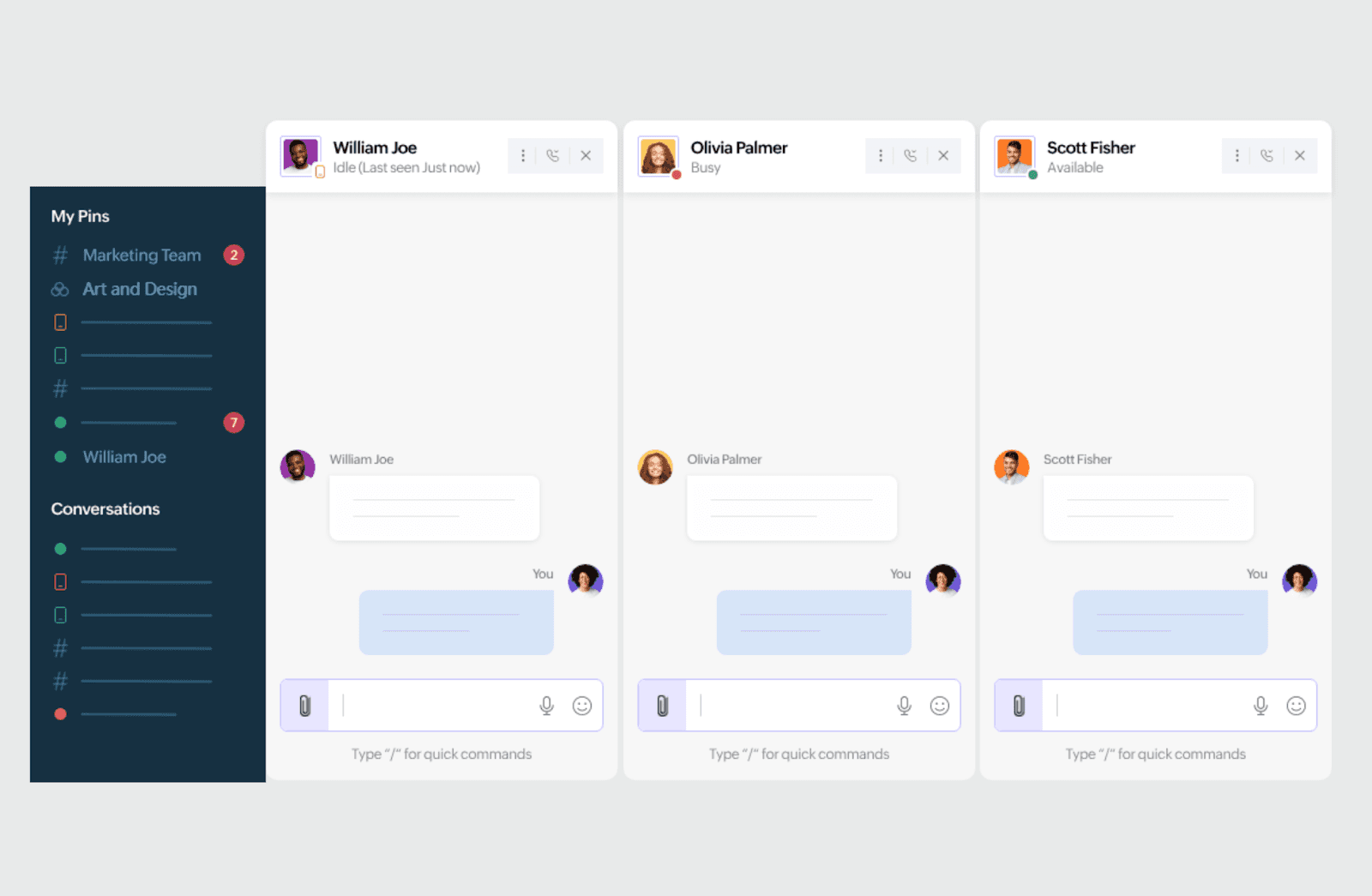 Interface of Zoho Cliq