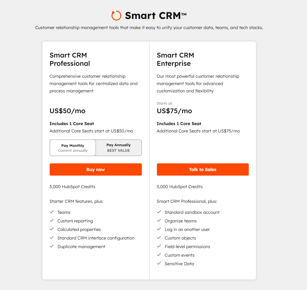 HubSpot CRM pricing