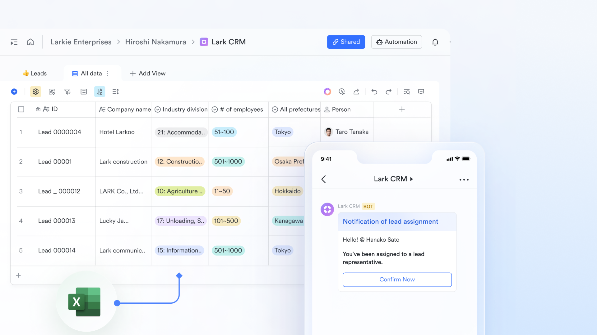 Lark Base centralised CRM database