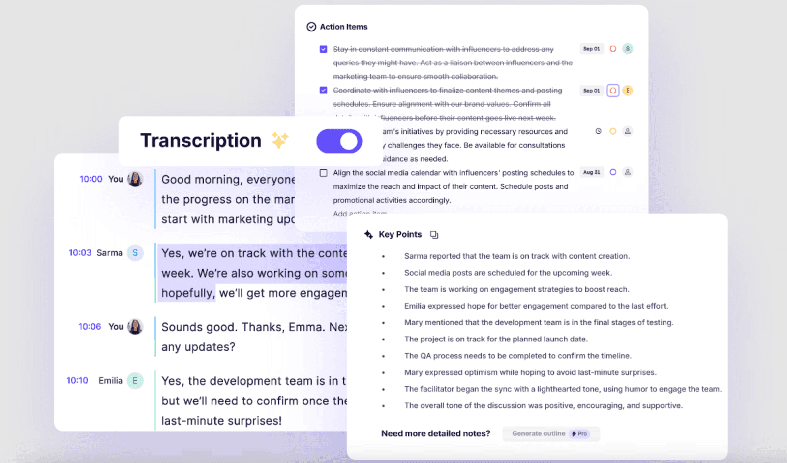Krisp’s AI transcription feature