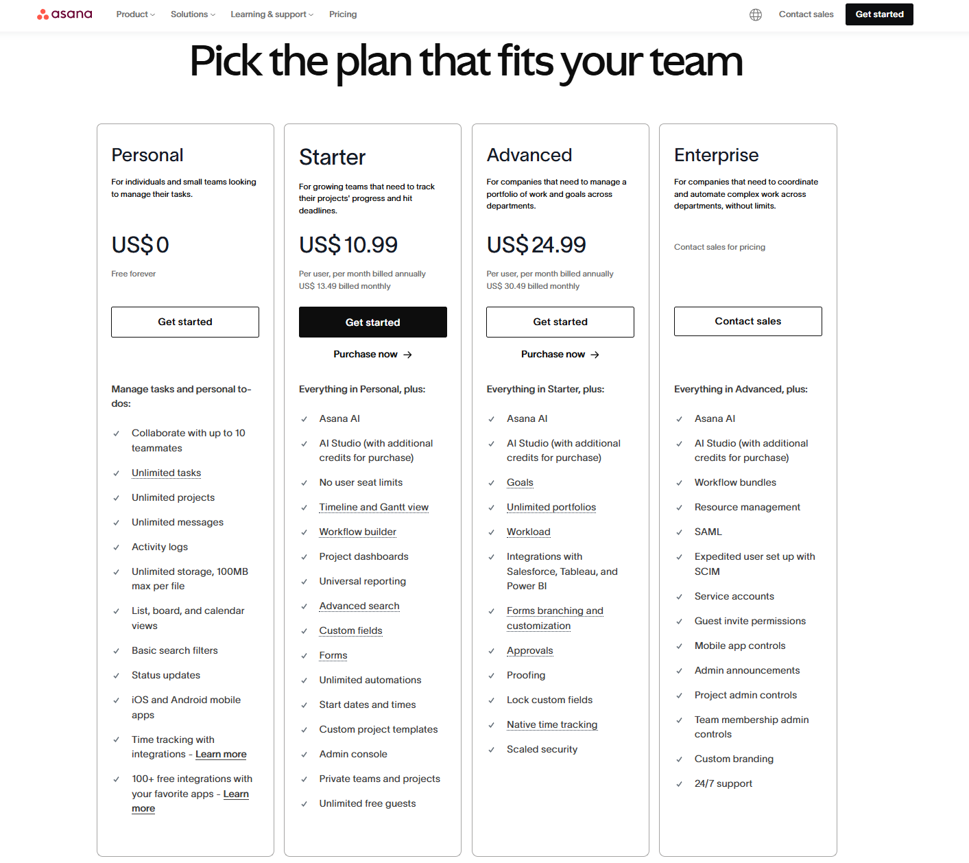 Asana Pricing