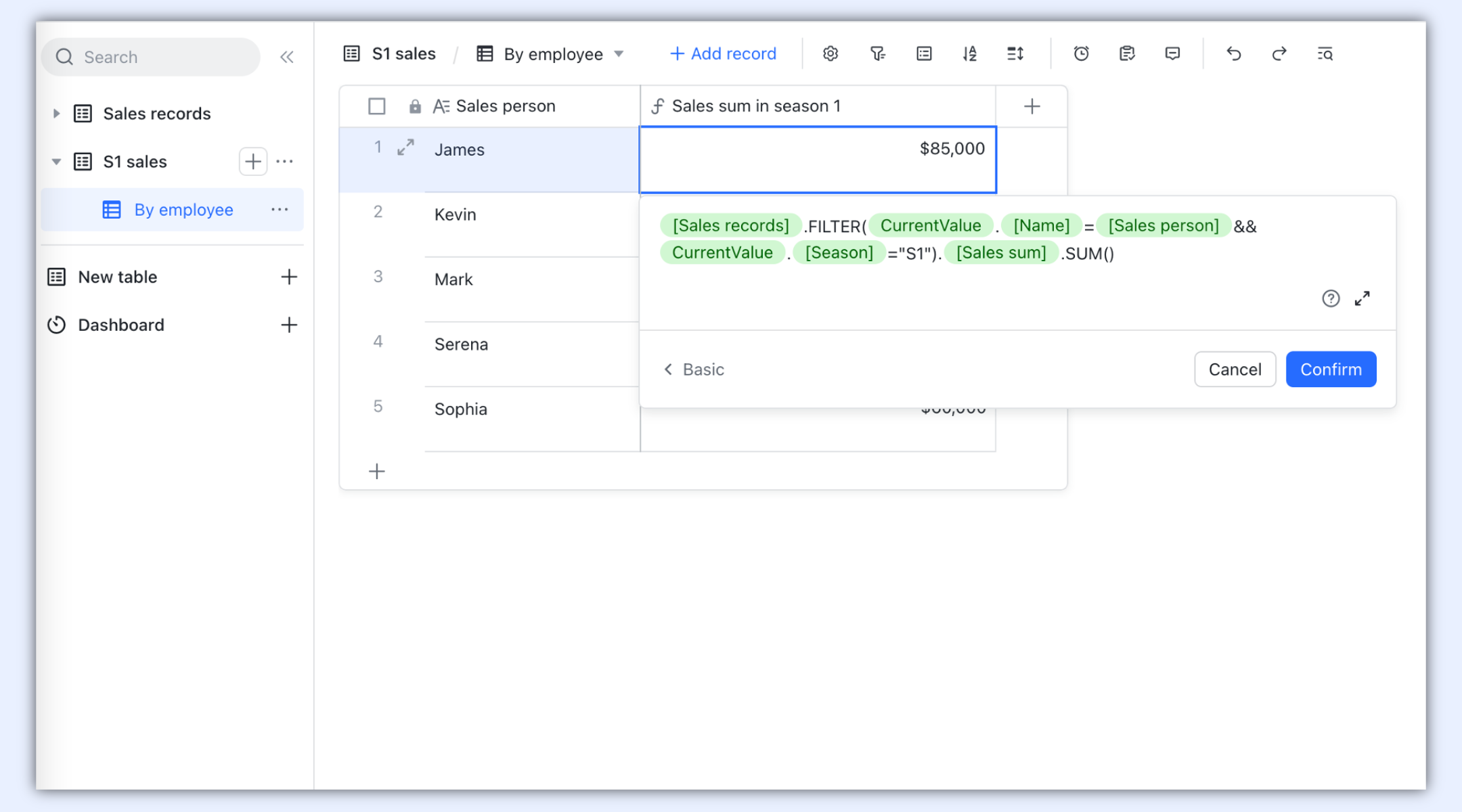 Lark Base built-in formulas