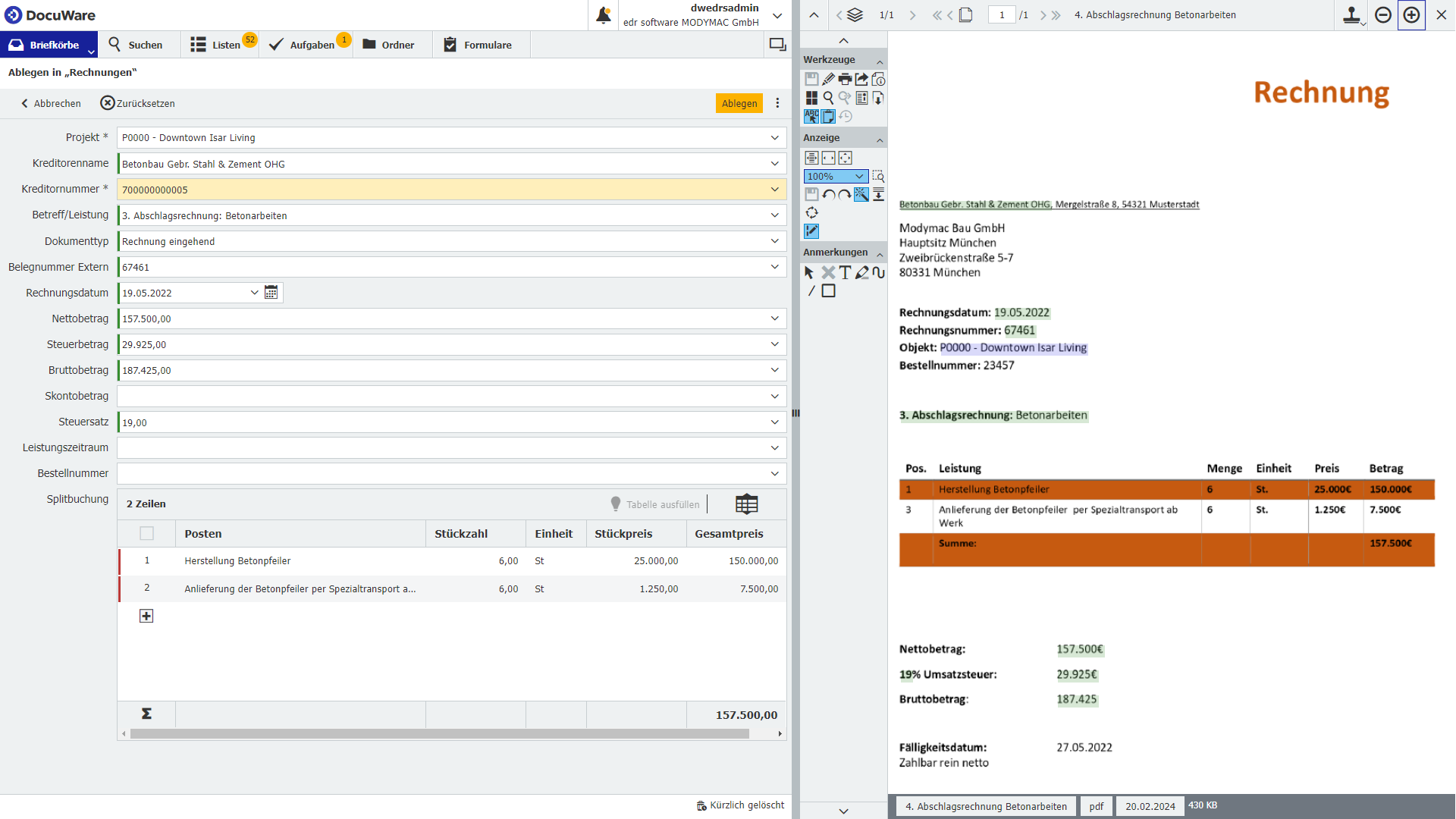 An image showing the DocuWare interface