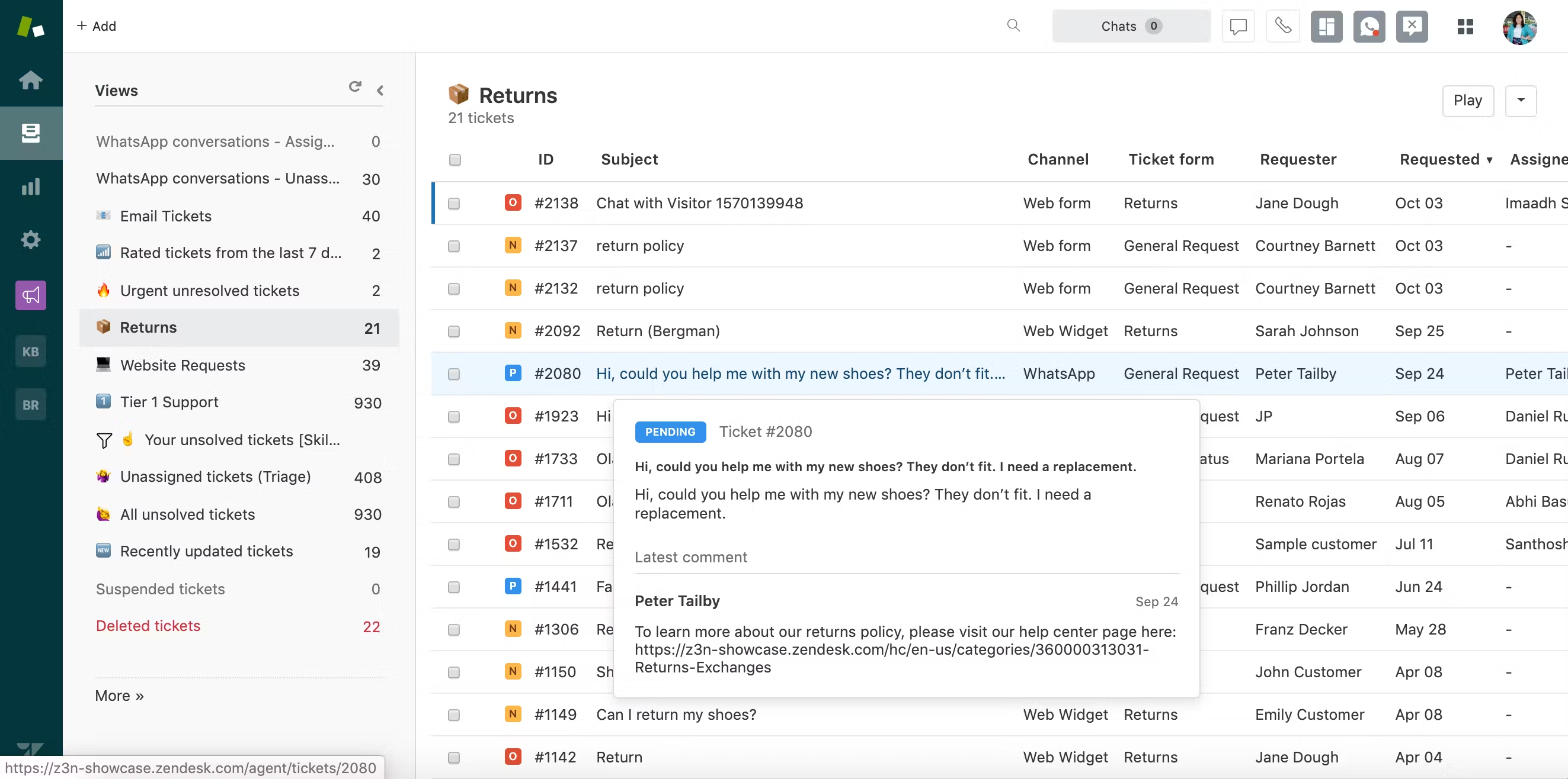 Zendesk client service portal