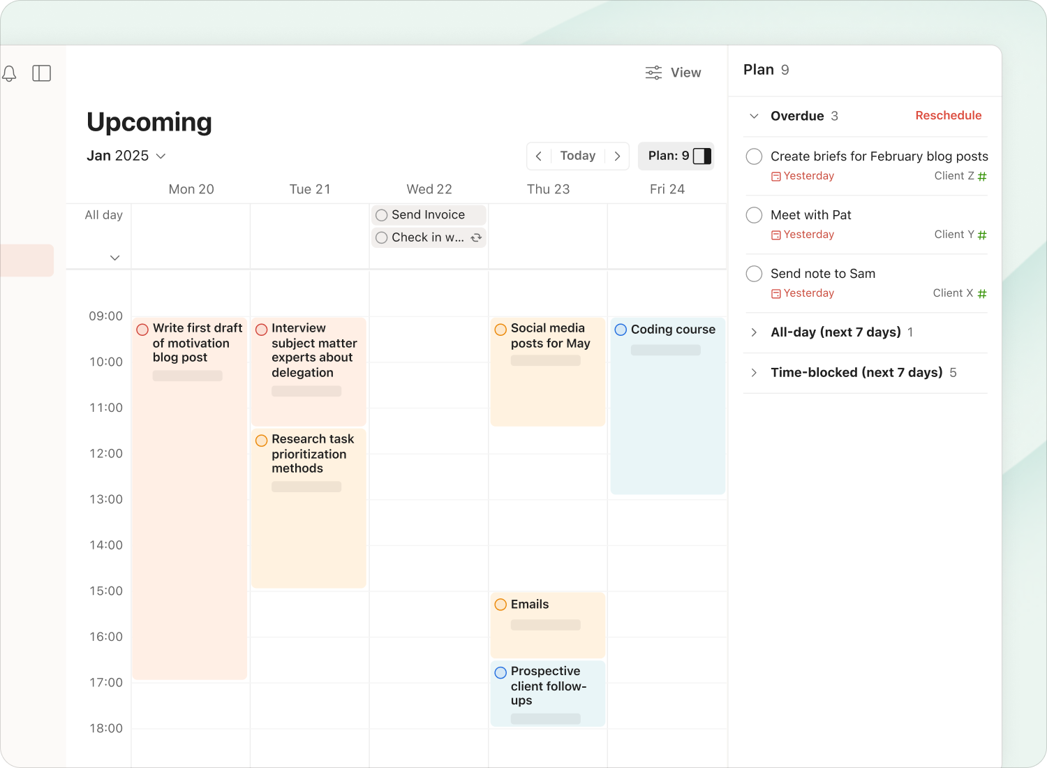 Todoist for simple task-based time blocking