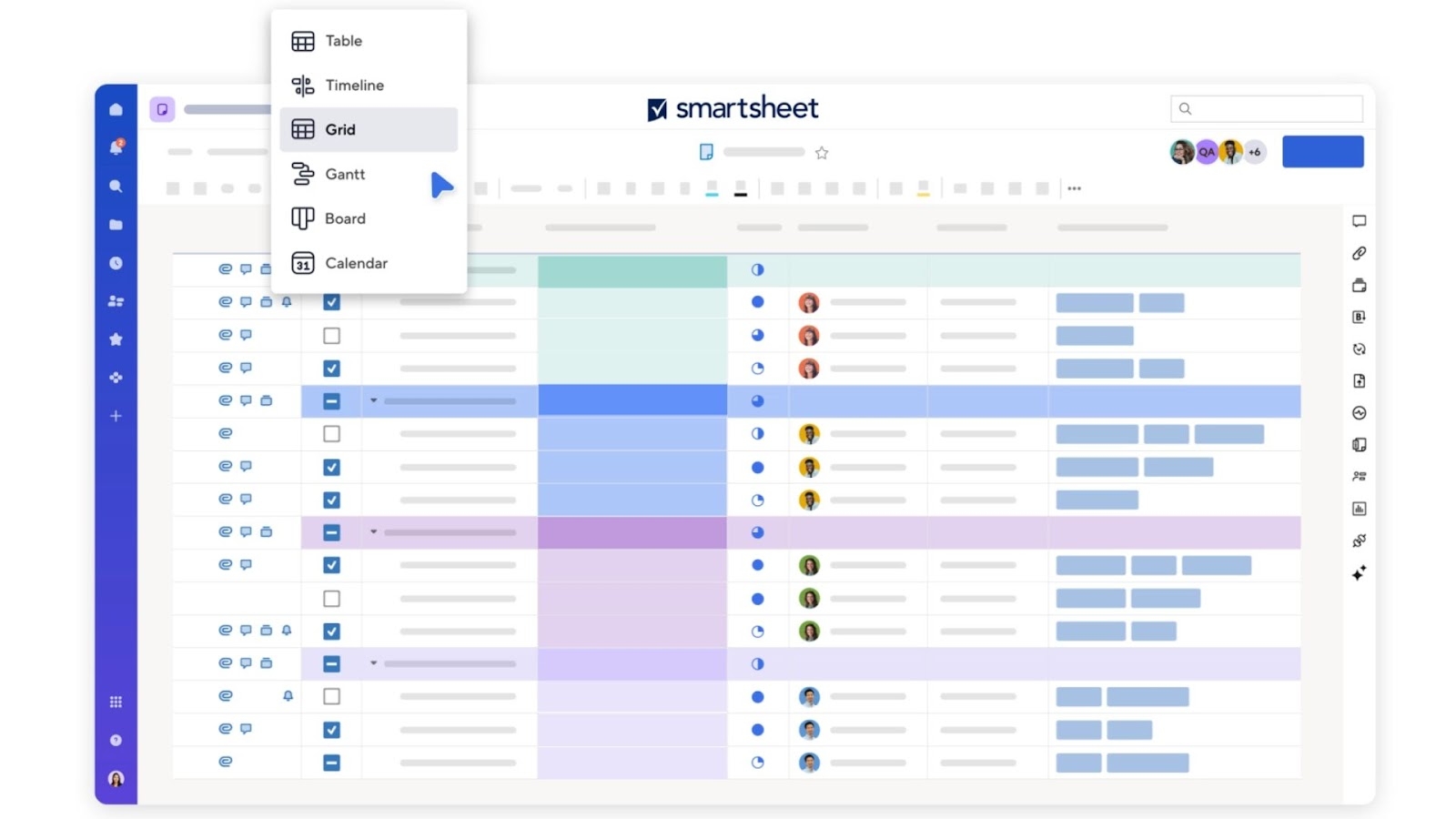 Smartsheet's flexible spreadsheet interface