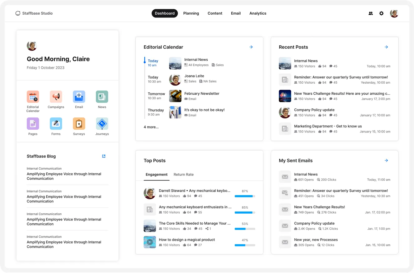 Staffbase powerful internal communication platform