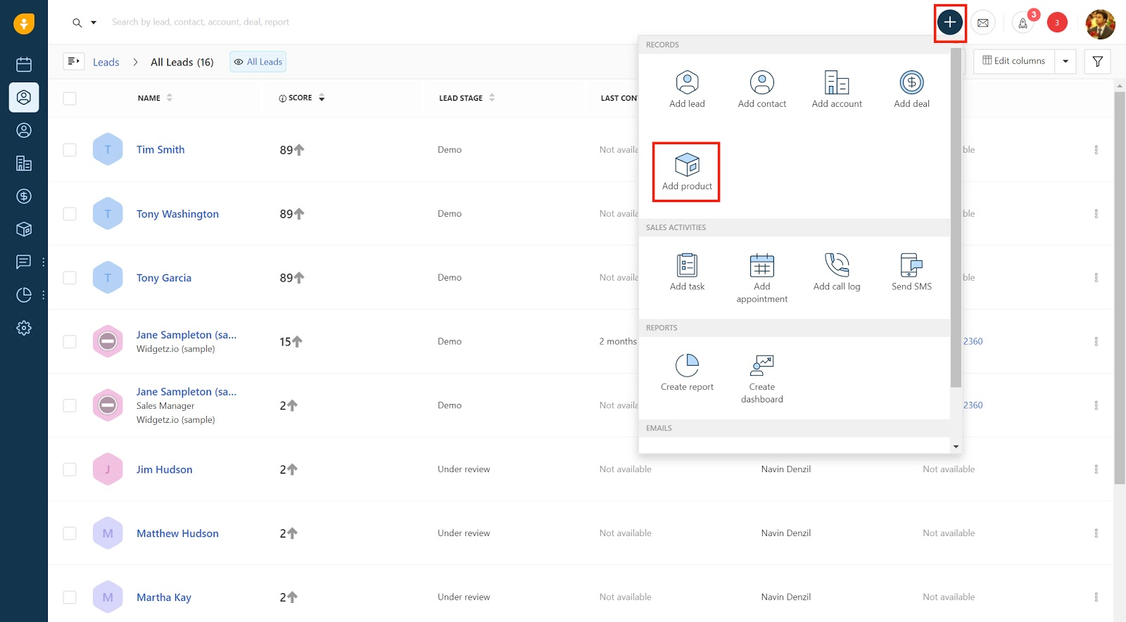 Freshsales CRM dashboard and AI insights