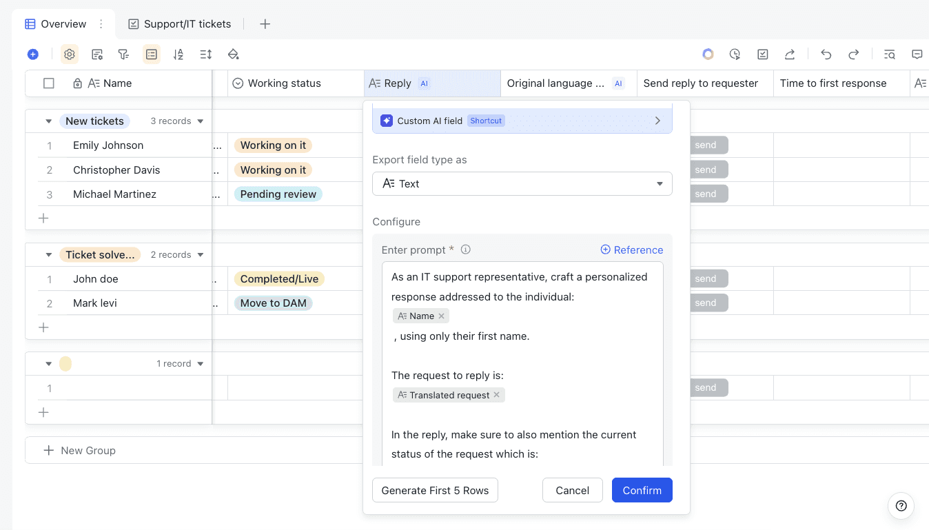 AI-powered personalized response generation