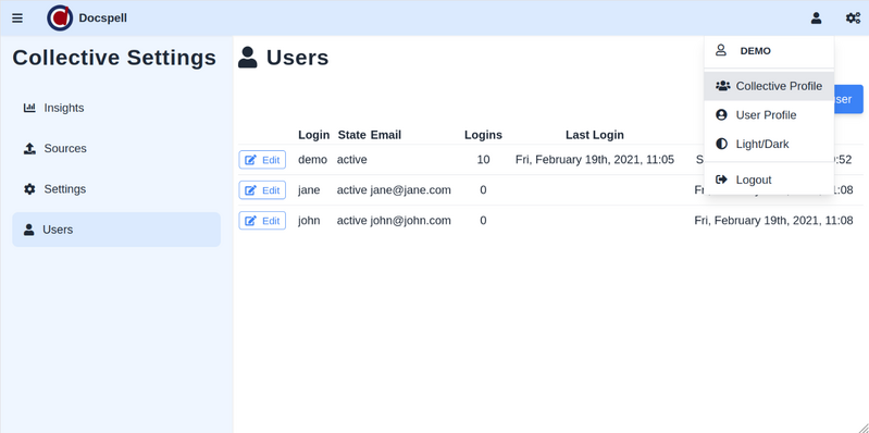 Docspell multi-user per account