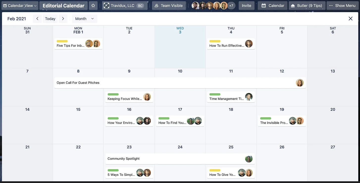 Trello for simple projectcalendars